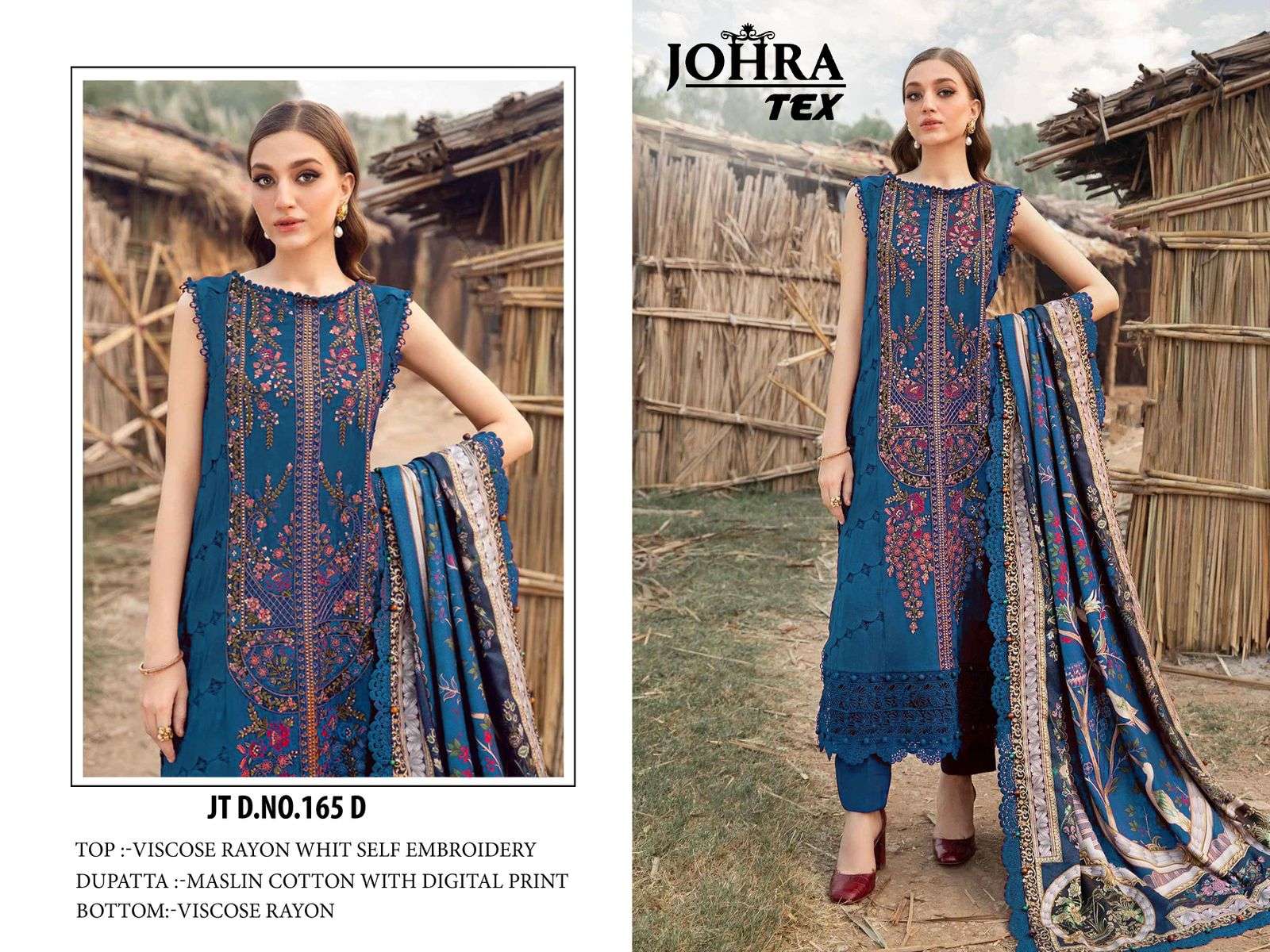 JOHRA TEX JT-165 D HEAVY EMBROIDERY VISCOSE RAYON PAKISTANI DRESS-00062