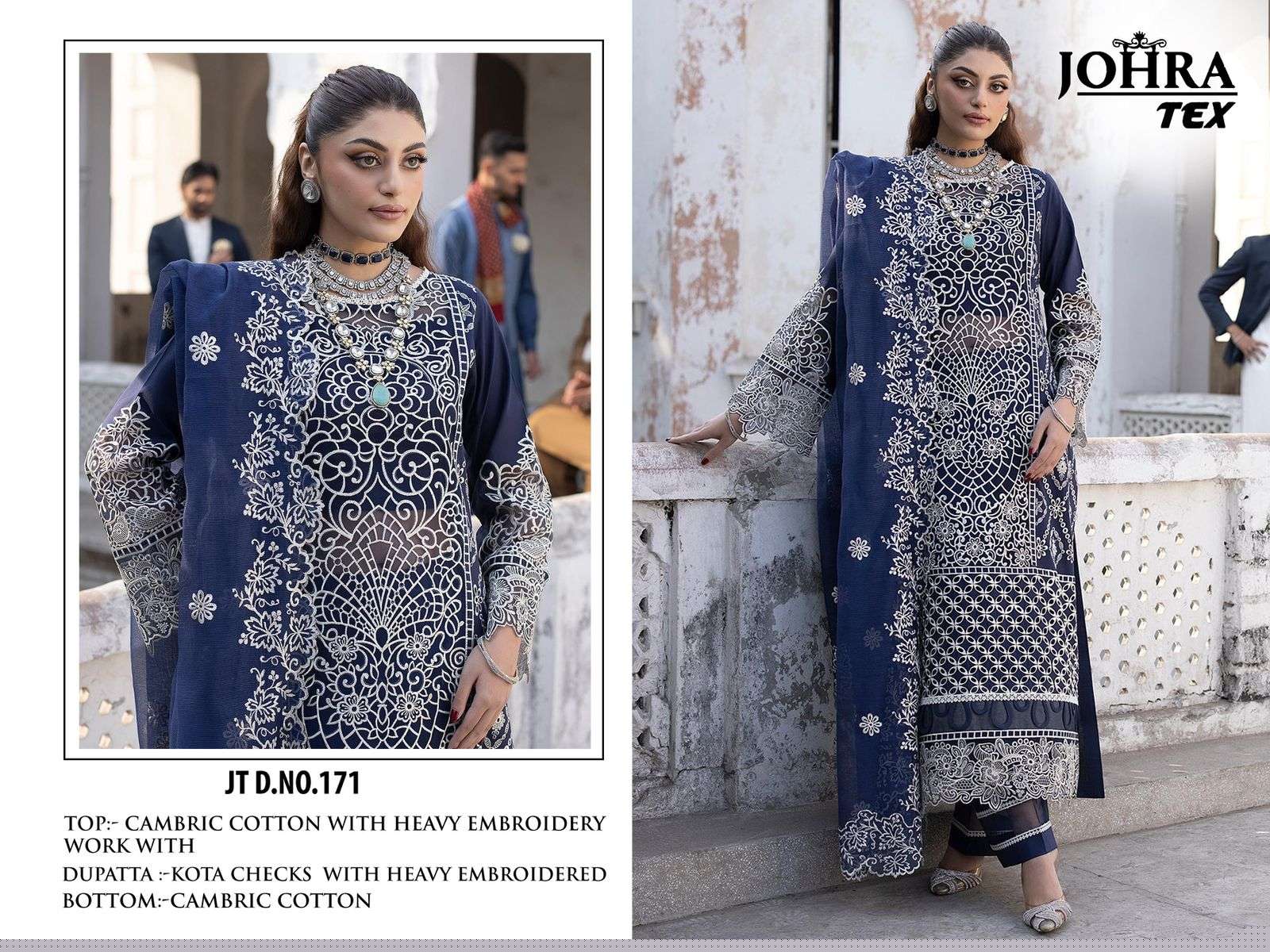 JOHRA  TEX JT-171 COLOUR PURE CAMRIC COTTON EMBROIDERY DRESS-00062