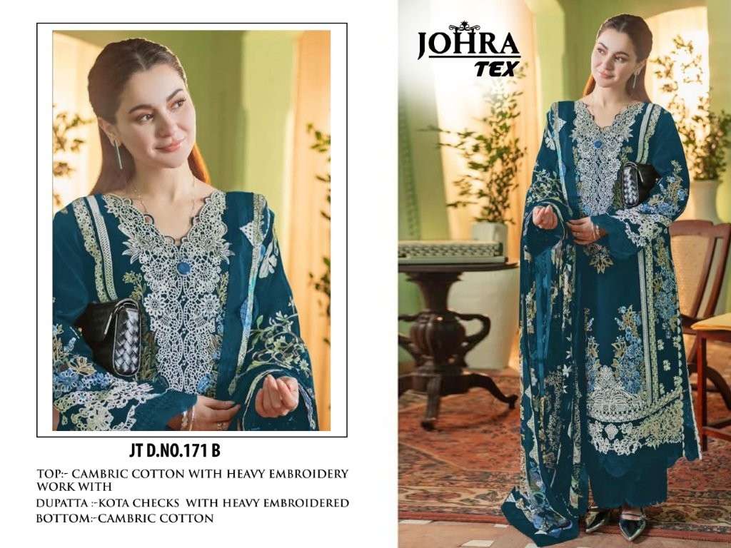 JOHRA TEX JT-171 HIT DESIGNE PURE CAMRIC COTTON EMBROIDERY DRESS-00071