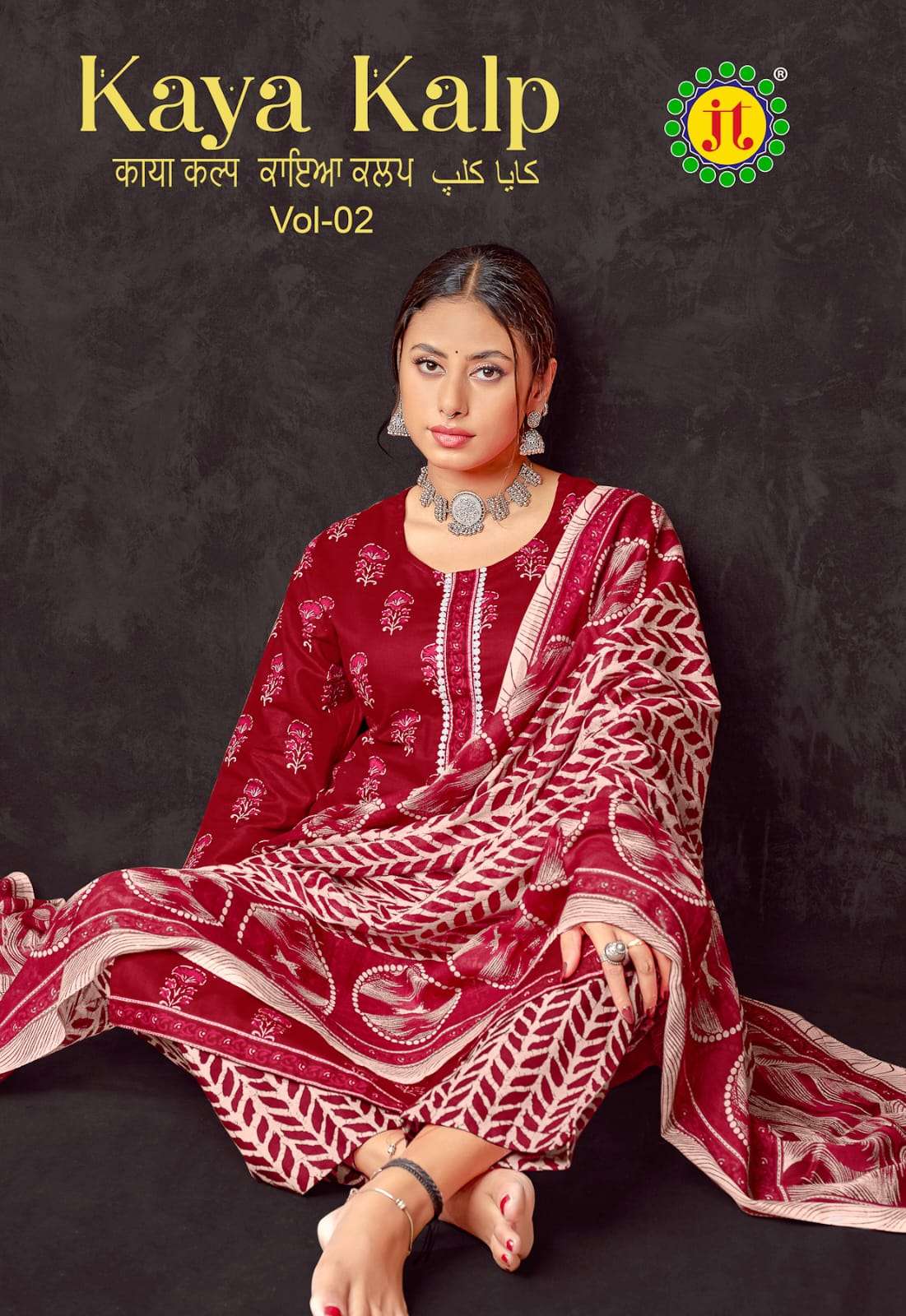 JT TEXTILE KAYA KALP VOL-2 2001 TO 2008 SERIES PURE COTTON PRINTED DRESSES-00015