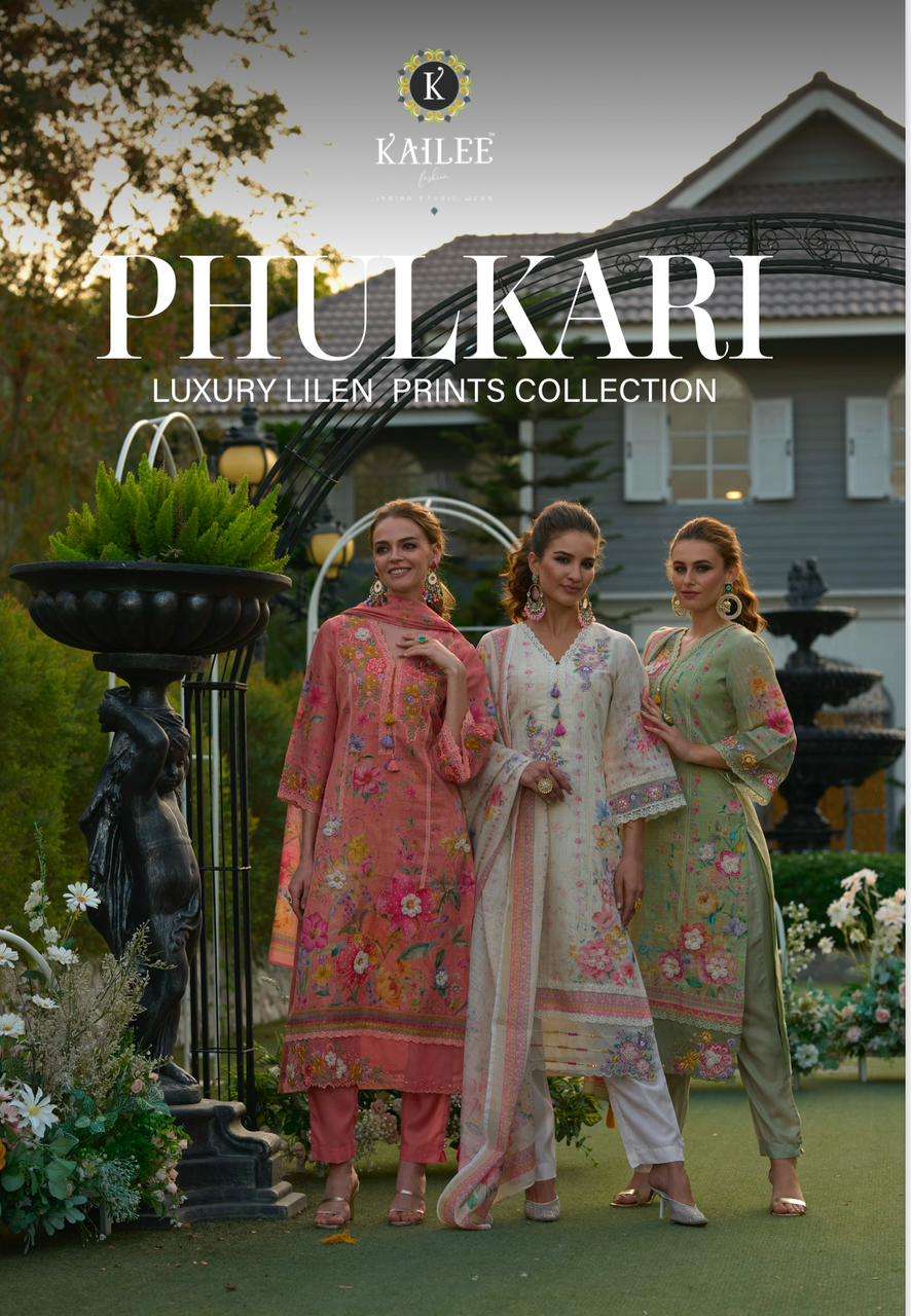 KAILEE PHULKARI 43901 TO 43903 SERIES PURE LINEN PRINTED PAKISTANI DRESSES-00011