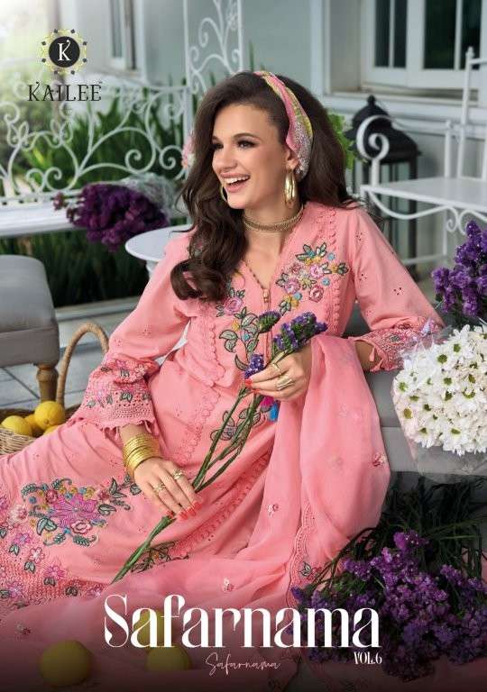 KAILEE SAFARNAMA VOL-6 44201 TO 44204 SERIES PURE COTTON EMBROIDERY DRESSES-00011