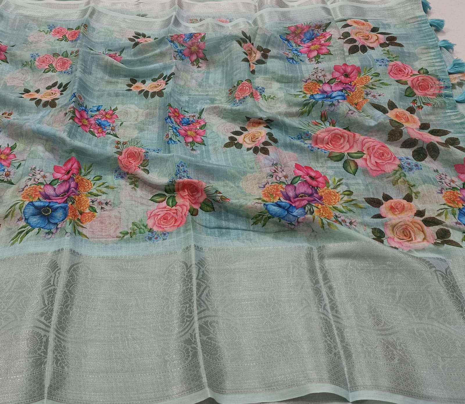 KAJAL VOL-140 BY ASLIWHOLESALE DESIGNER PURE LINEN COTTON PRINTED SAREES-00196