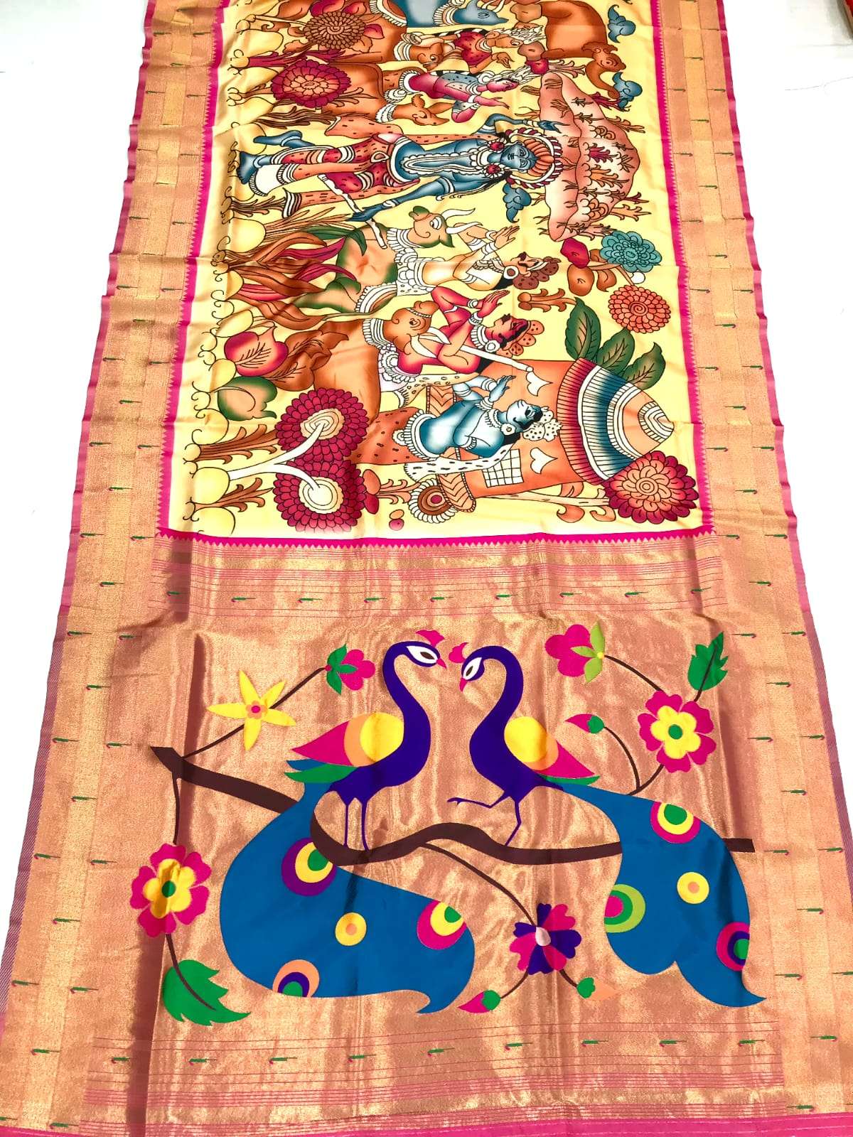 KALAMKARI PAITHANI BY ASLIWHOLESALE DESIGNER PURE SILK PRINTED SAREES-00230