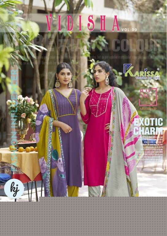KARISSA VIDISHA VOL-9 9001 TO 9006 SERIES PURE RAYON DRESSES-00140