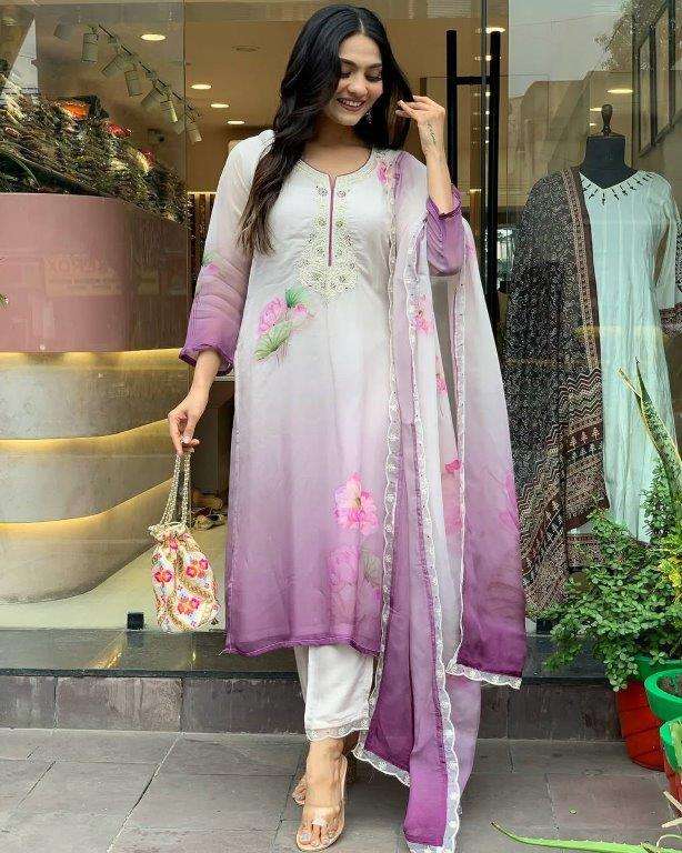 KASHVI BY ASLIWHOLESALE DESIGNER PURE ORGANZA TABY EMBROIDERY DRESSES-00264