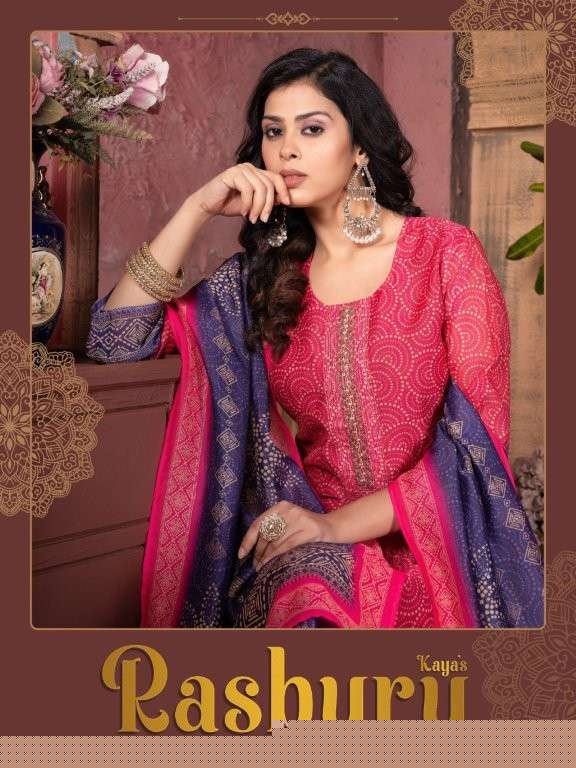 KAYA RUSBURY PURE HEAVY CHANDERI PRINTED DRESSES-00014