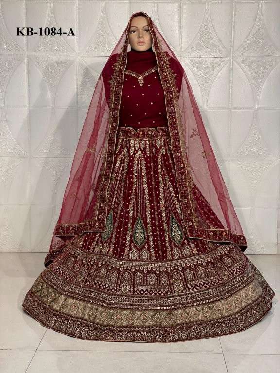 KB-1084 COLOUR BY ASLIWHOELSALE DESIGNER PURE 9000+ VELVET LEHENGA-00035