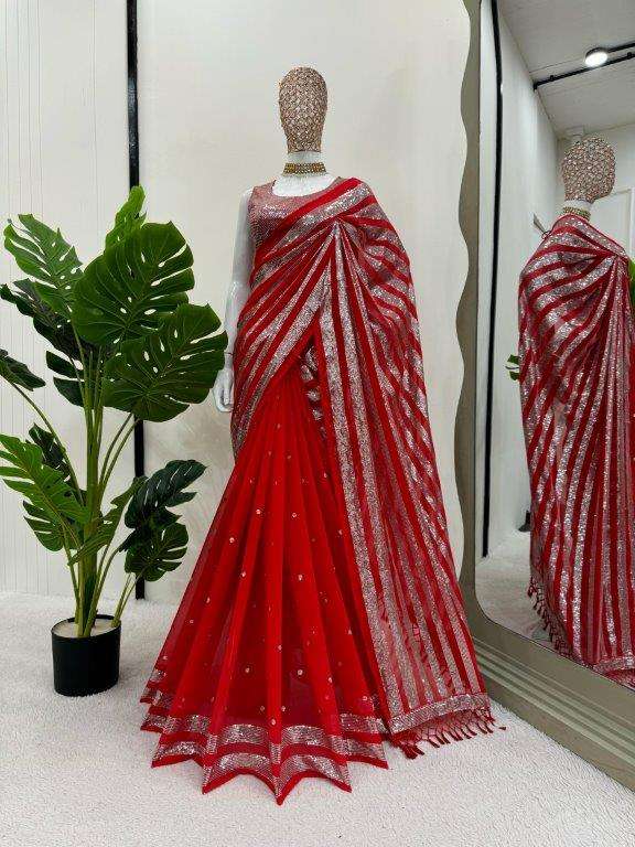 KD-582 BY ASLIWHOLESALE DESIGNER PURE FAUX GEORGETTE SAREES-00241