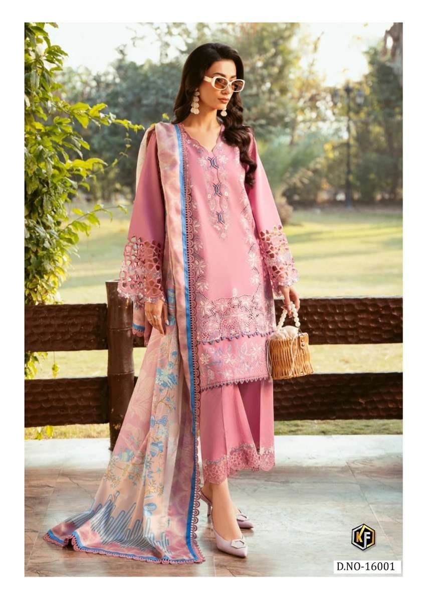 KEVAL FAB MARYUM & MARIA VOL-16 16001 TO 16006 SERIES PURE LAWN COTTON PRINTED DRESSES-00015