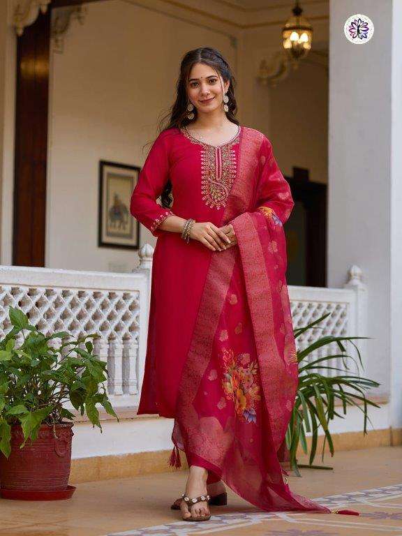 KF-023 BY ASLIWHOLESALE DESIGNER PURE VISCOSE CHANDERI EMBROIDERY DRESSES-0096