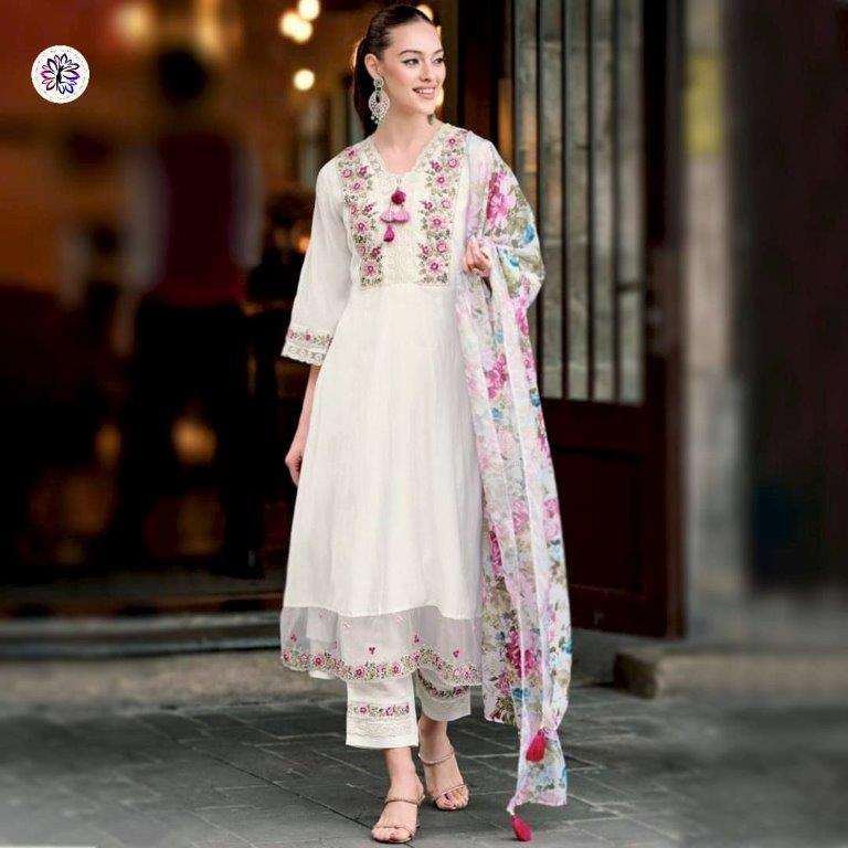 KF-2050 BY ASLIWHOLESALE DESIGNER PURE CHANDERI PRINTED DRESSES-00103