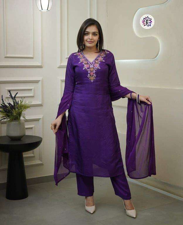 KF-3006 BY ASLIWHOLESALE DESIGNER PURE VICHITRA SILK EMBROIDERY DRESSES-00096