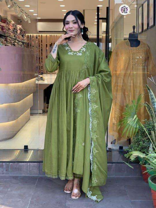 KF-3010 BY ASLIWHOLESALE  DESIGNER PURE BITALIAN FANCY EMBROIDERY DRESSES-00096