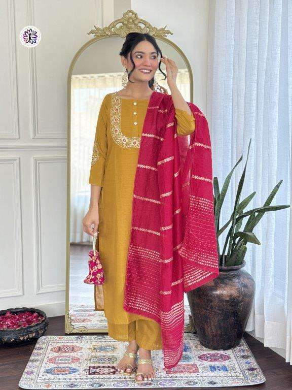 KF-5015 BY ASLIWHOLESALE DESIGNER PURE VICHITRA SILK EMBROIDERY DRESSES-00096