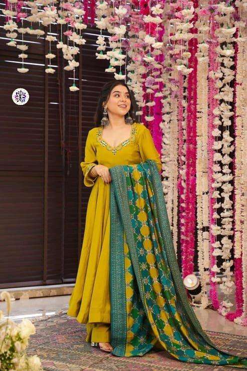 KF-5019 BY ASLIWHOLESALE DESIGNER PURE CHANDERI EMBROIDERY DRESSES-00096