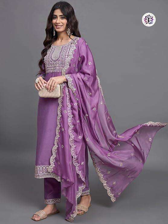 KF-5111 BY ASLIWHOLESALE DESIGNER PURE VISCOSE CHINON EMBROIDERY DRESSES-00096