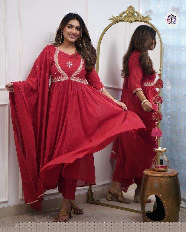 KF-6016 BY ASLIWHOLESALE DESIGNER PURE MUSLIN COTTON EMBROIDERY DRESSES-00096