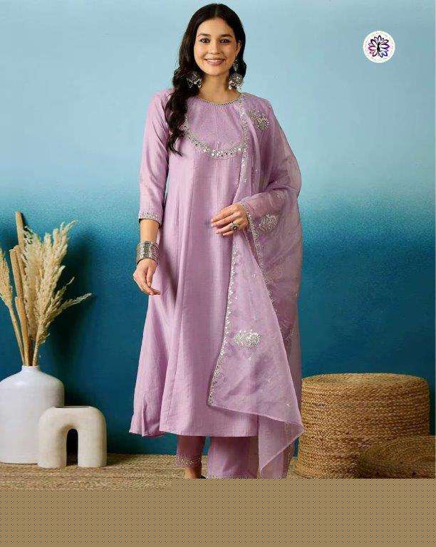 KF-6020 BY ASLIWHOLESALE DESIGNER PURE SILK EMBROIDERY DRESSES-00096