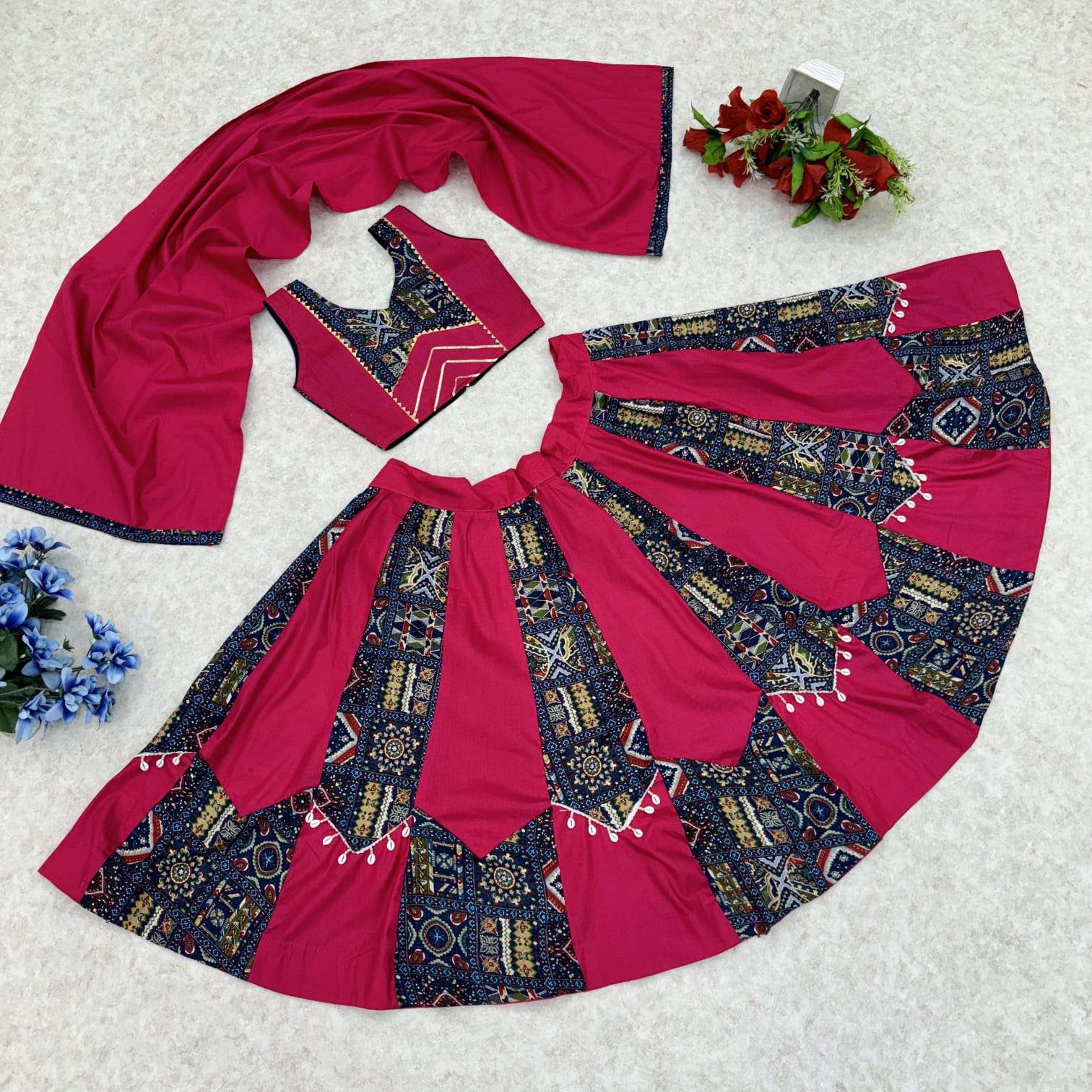 KIDS LEHENGA VOL-6 BY ASLIWHOLESALE DESIGNER PURE RAYON COTTON PRINTED KIDS LEHENGA-00029