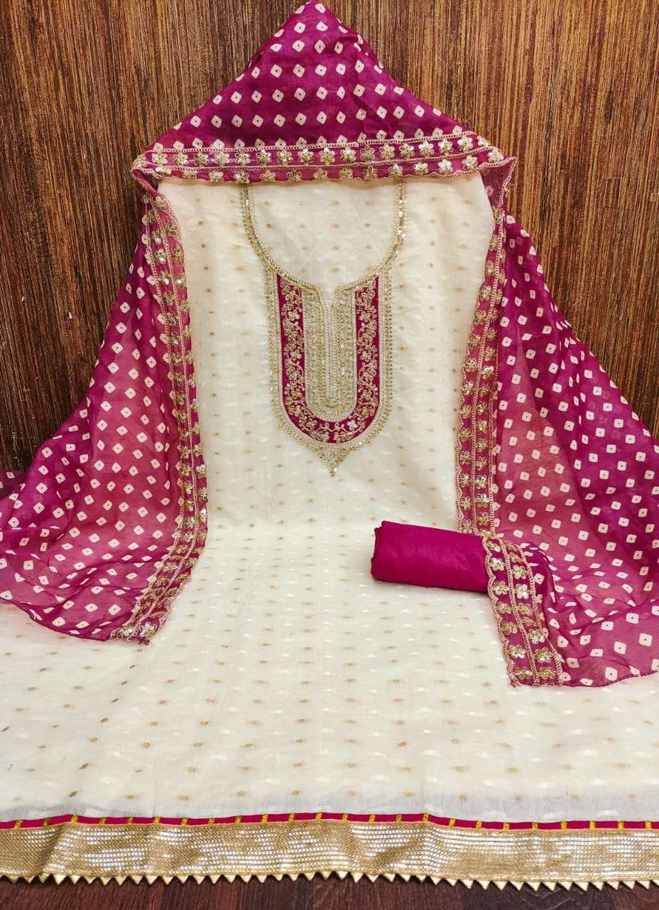 KISHU VOL-53 BY ASLIWHOLESALE DESIGNER PURE CHANDERI EMBROIDERY PAKISTANI DRESSES-00238