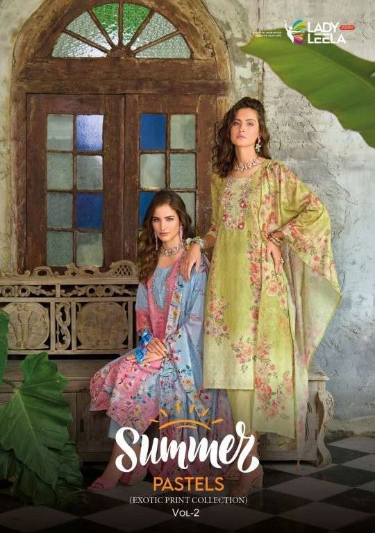 LADY LEELA SUMMER PASTELS VOL-2 31071 TO 31076 SERIES PURE COTTON PRINTED DRESSES-00028