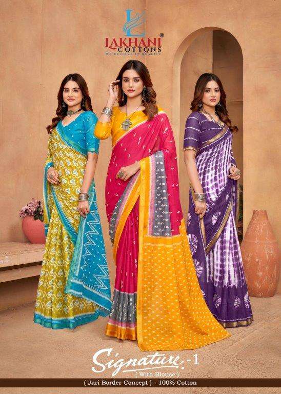 LAKHANI SIGNATURE VOL-01 1001 TO 1010 SERIES PURE HEAVY COTTON PRINTED SAREES-00015