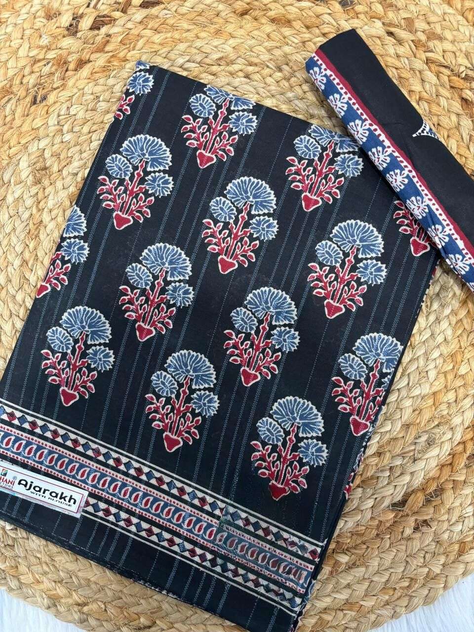 LAVANYA VOL-55 BY ASLIWHOELSALE DESIGNER PURE AJARKH COTTON PRINTED SAREES-00102