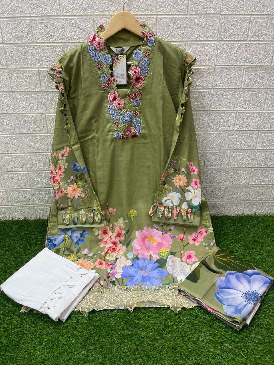 LAXURIA 1463 COLOUR PURE MUSLIN EMBROIDERY PAKISTANI DRESS-00005