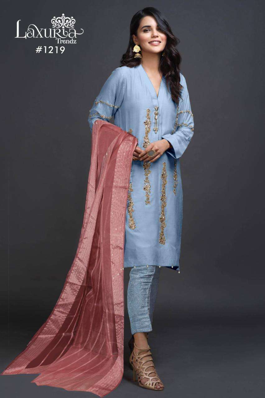 LAXURIA TRENDZ 1219 COLOUR HEAVY DESIGNER IMPROTED SATIN PAKISTANI DRESSES-00005