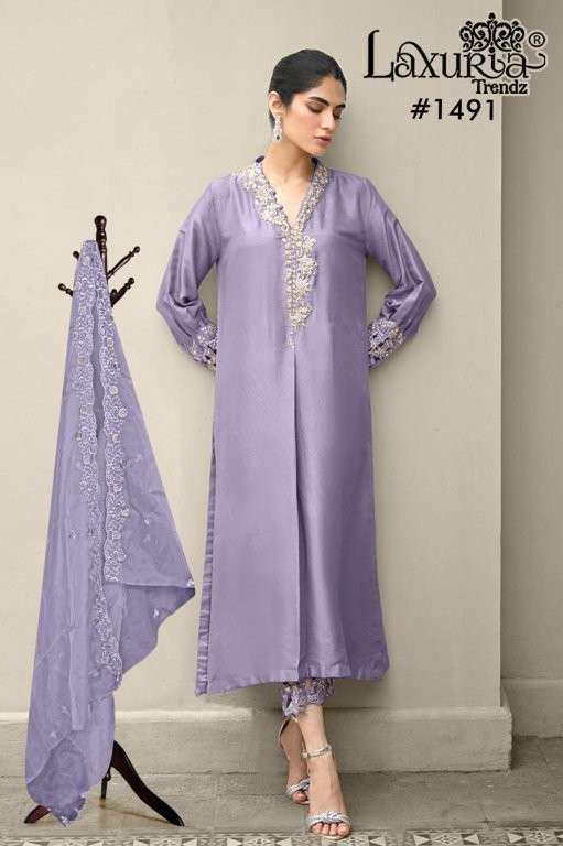 LAXURIA TRENDZ 1491 HEAVY EMBROIDERY SATIN SILK PAKISTANI DRESSES-00005