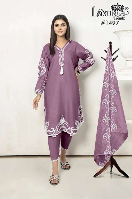 LAXURIA TRENDZ 1497 HEAVY DESIGNER JAM SATIN PAKISTANI DRESSES-00005