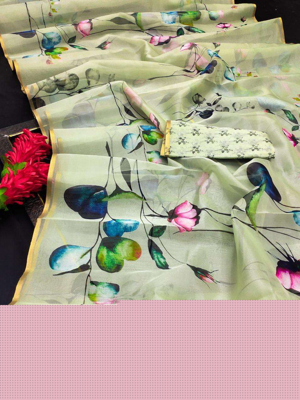 LEELA BY ASLIWHOLESALE DESIGNER PURE ORGANZA SILK SAREES-00279
