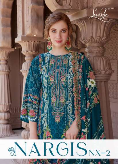 LEVISHA NARGIS NX VOL-2 2013 TO 2018 SERIES PURE LAWN COTTON EMBROIDERY PAKISTANI DRESSES-00011