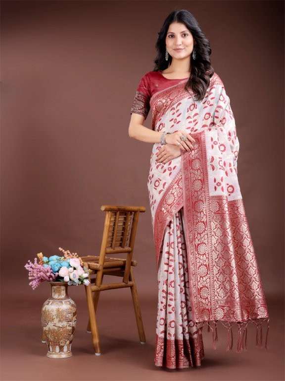 LINEN QUEEN VOL-8  BY ASLIWHOLESALE DESIGNER PURE LINEN COTTON SAREES-00281