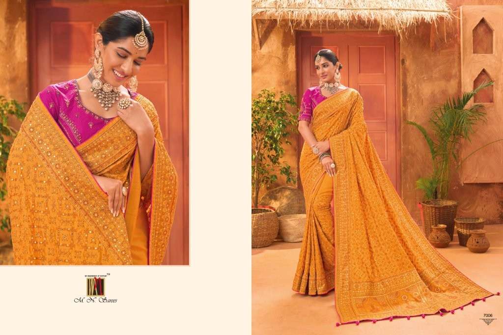 M.N HIT COLOURS PURE HEAVY SILK WITH KACCHI WORKS SAREES-00137