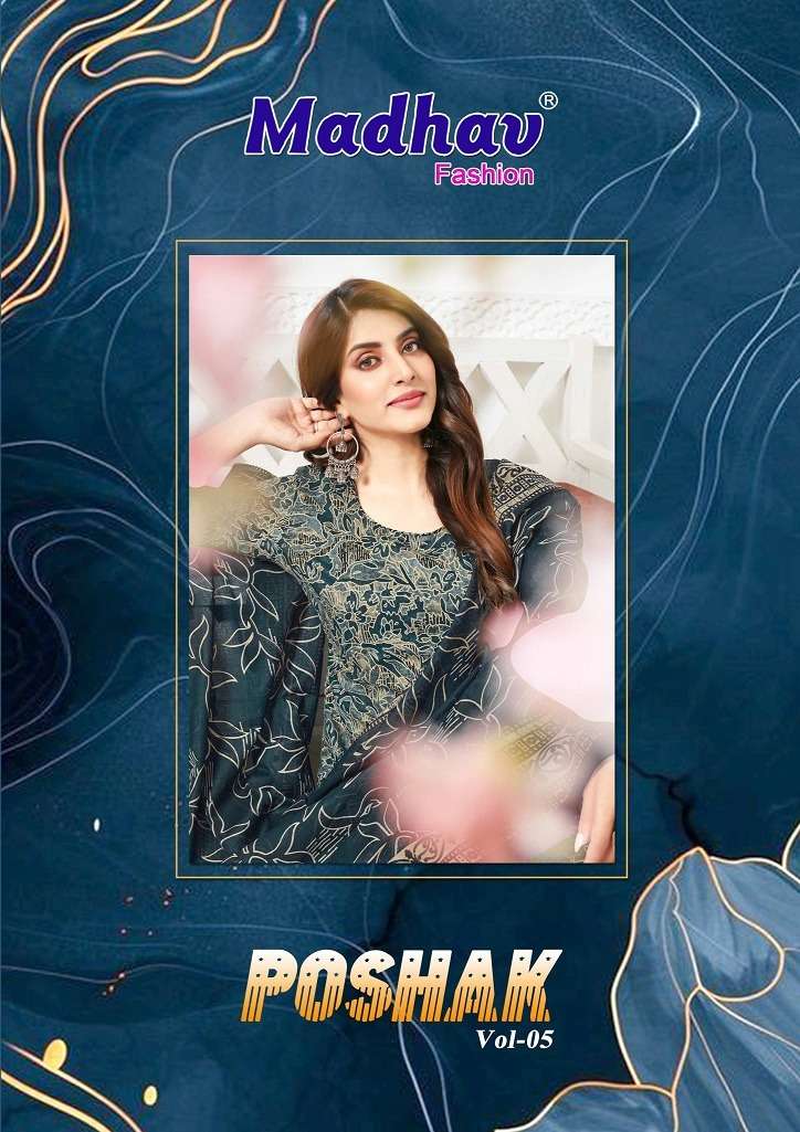 MADHAV FASHION POSHAK VOL-5 5001 TO 5010 SERIES PURE COTTON PRINTED DRESSES-00015