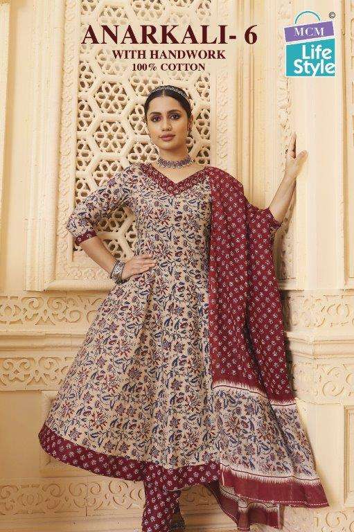 MCM ANARKALI VOL-6 603 TO 612 SERIES PURE COTTON PRINTED DRESSES-00015