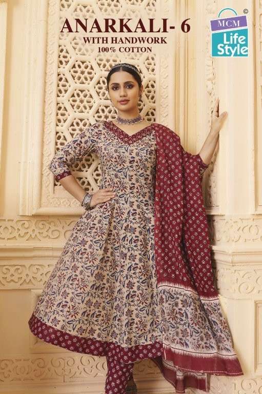 MCM LIFESTYLE ANARKALI VOL-06 PURE COTTON PRINTED KURITS-00201
