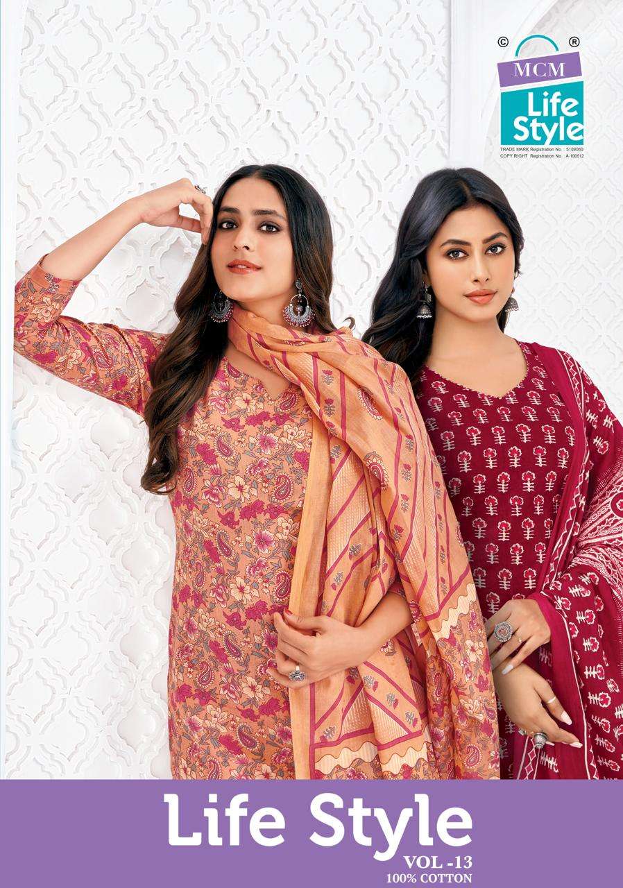 MCM LIFESTYLE VOL-13 1305 TO 1316 SERIES PURE COTTON PRINTED DRESSES-00015