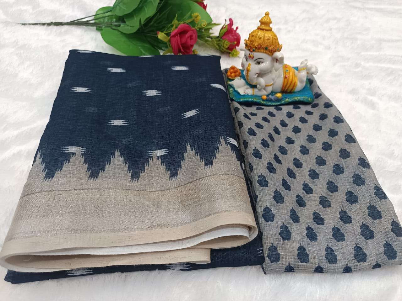MEGIC BY ASLIWHOLESALE DESIGNER PURE LIENE COTTON PRINTED SAREES-00249