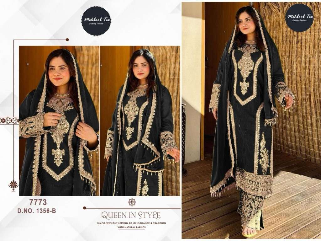 MEHBOOB TEX M-1356 PURE CHINON SILK EMBROIDERY PAKISTANI DRESS-00071