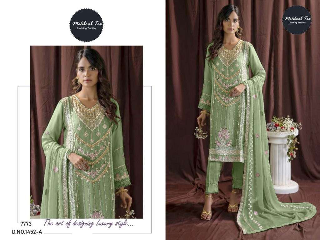 MEHBOOB TEX M-1452 HIT COLOUR ORGANZA PRINTED PAKISTANI DRESSES-00071