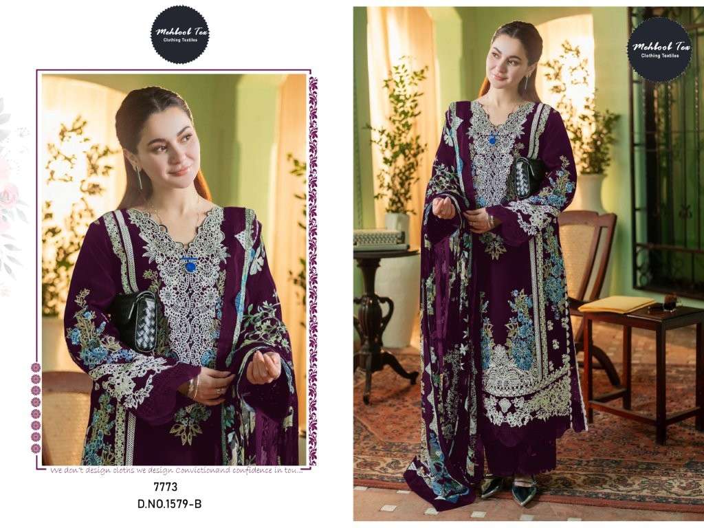 MEHBOOB TEX M-1579 COLOUR PURE HEAVY COTTON EMBROIDERY PRINTED PAKISTANI DRESSES-00071
