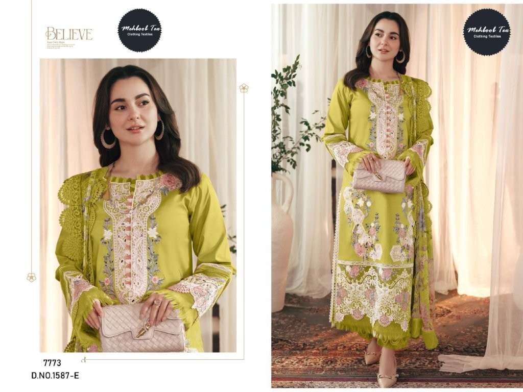 MEHBOOB TEX M-1587-E-F SERIES HEAVY EMBROIDERY VISCOSE LAWN PAKISTANI DRESSES-00062