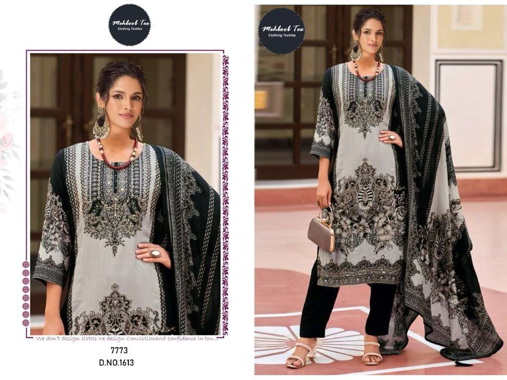 MEHBOOB TEX M-1613 HEAVY VISCOSE MUSLIN EMBROIDERY PAKISTANI DRESS-00071