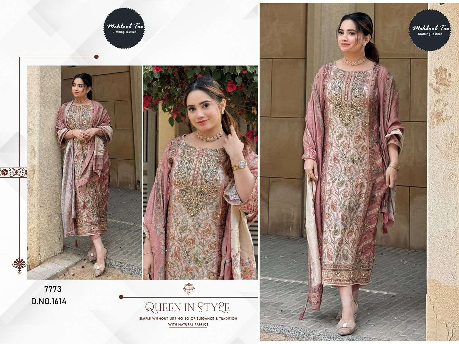 MEHBOOB TEX M-1614 HEAVY VISCOSE MUSLIN EMBROIDERY PAKISTANI DRESS-00071