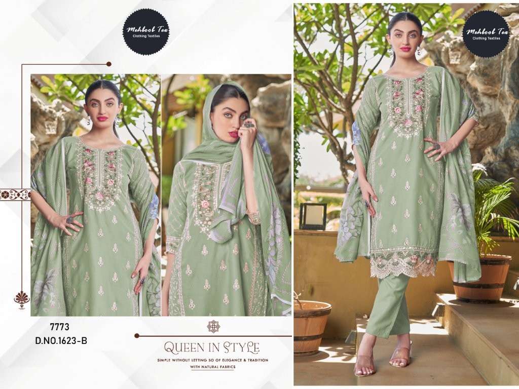 MEHBOOB TEX M-1623 COLOUR PURE HEAVY COTTON EMBROIDERY PAKISTANI DRESS-00071