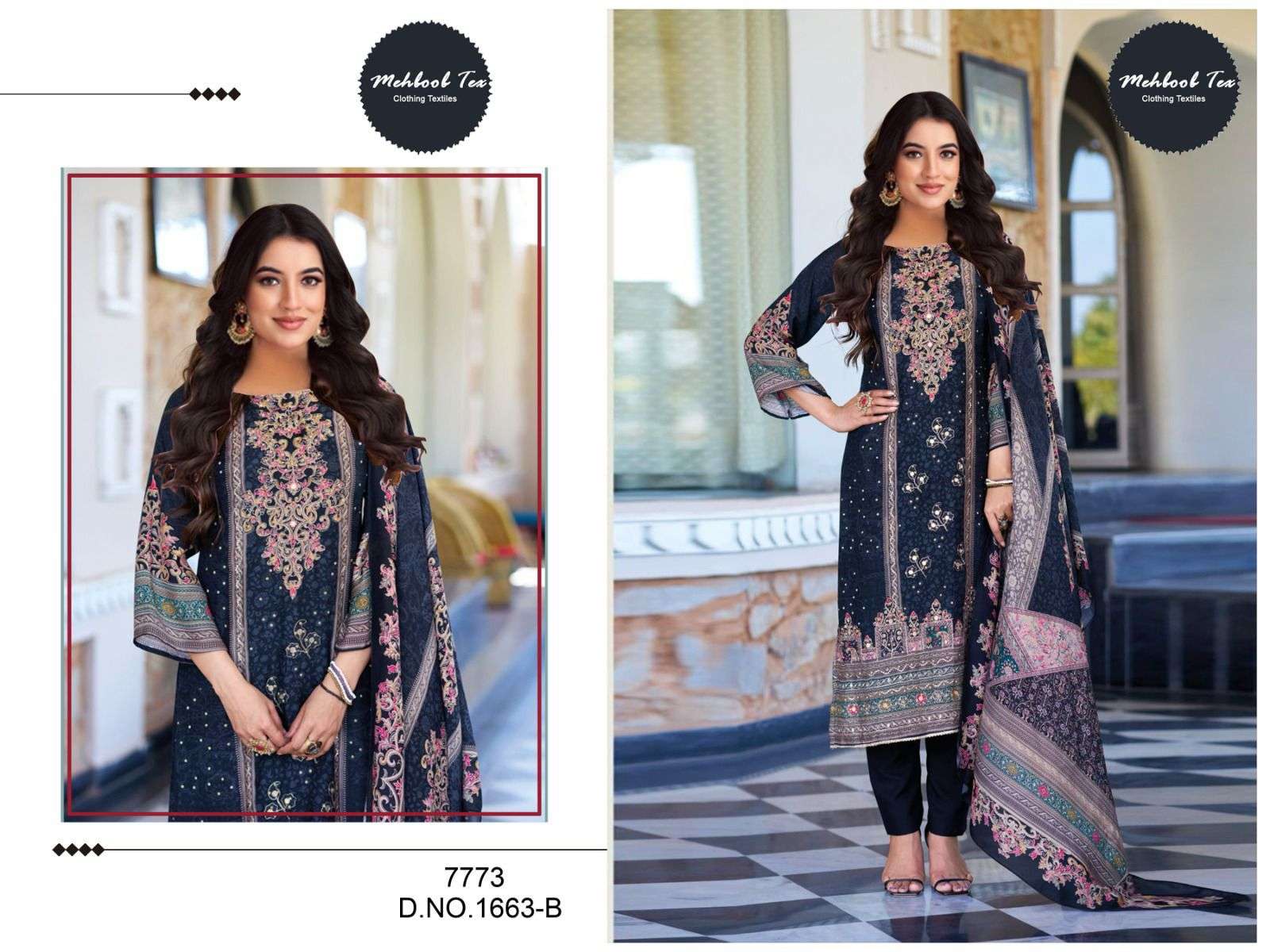 MEHBOOB TEX M-1663 HEAVY EMBROIDERY VISCOSE MUSLIN PRINTED PAKISTANI DRESS-00071