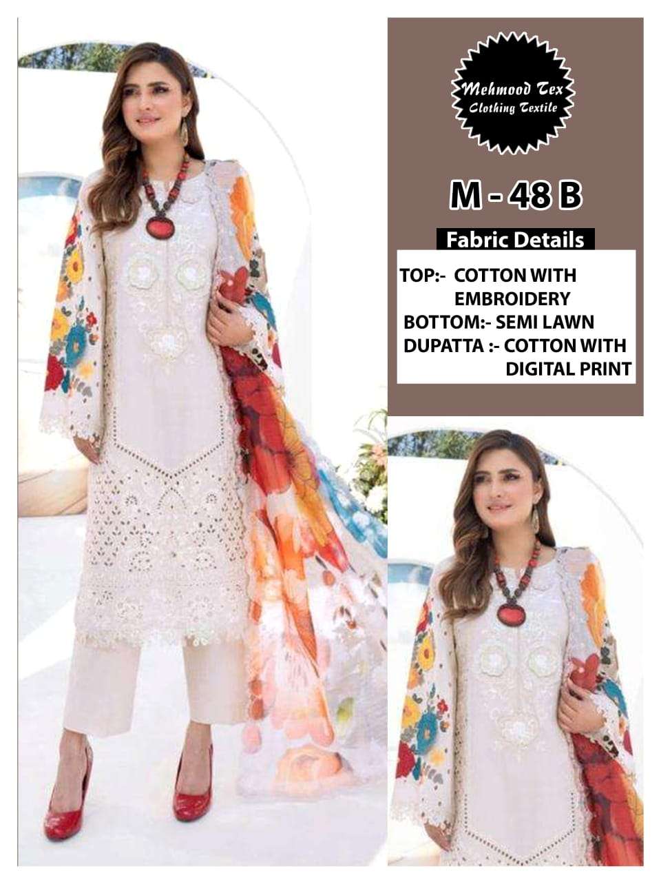 MEHBOOB TEX M-48 SERIES PURE COTTON PRINTED PAKISTANI DRESS-00022